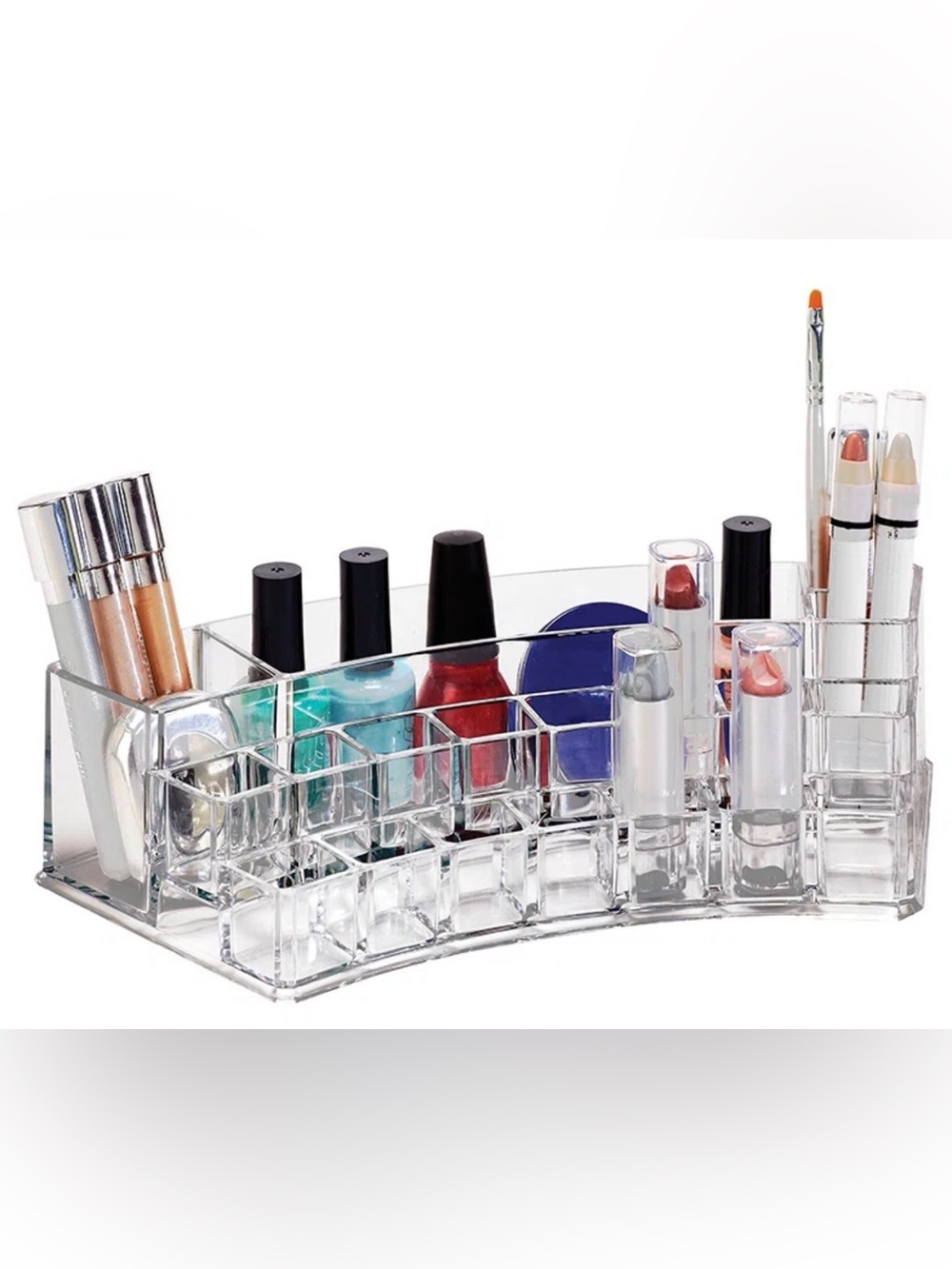 Clear Acrylic 19 Compartment Cosmetic Organizer
